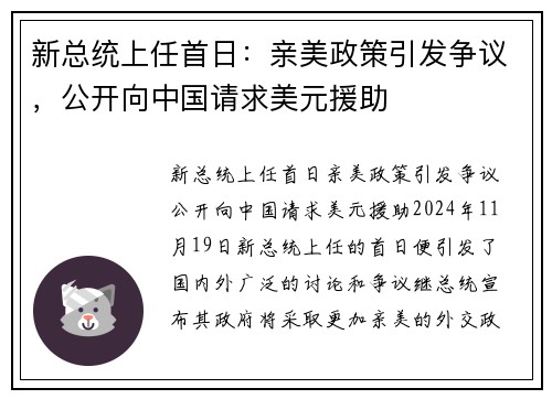 新总统上任首日：亲美政策引发争议，公开向中国请求美元援助