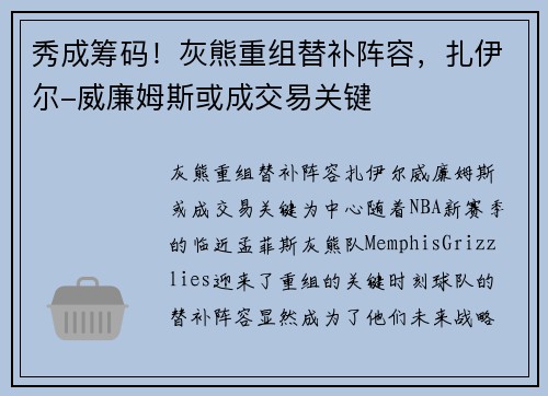 秀成筹码！灰熊重组替补阵容，扎伊尔-威廉姆斯或成交易关键