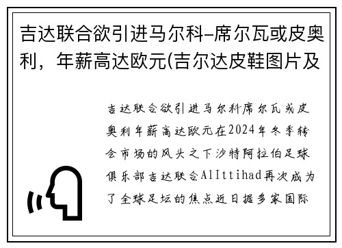 吉达联合欲引进马尔科-席尔瓦或皮奥利，年薪高达欧元(吉尔达皮鞋图片及价格)